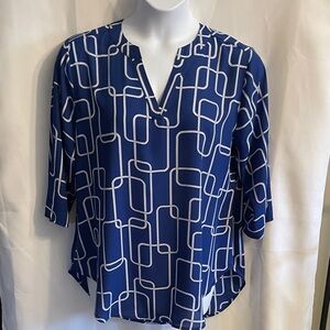Cato Blue & White Nautical Rope Blouse Tunic 14/16 Like New